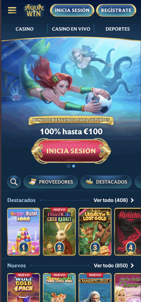 AquaWin Casino móvil
